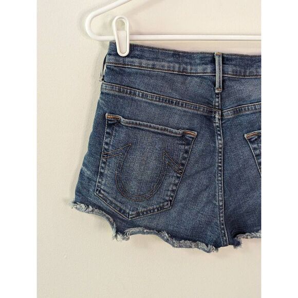 Tru Religion Scout Boyfriend Mullet Hem Short Denim Cutoff Shorts - Size 26 - Picture 7 of 11